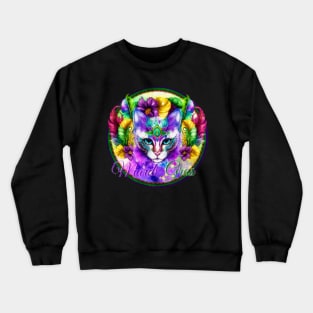 Mardi Gras 2023 Festive Cat Design Crewneck Sweatshirt